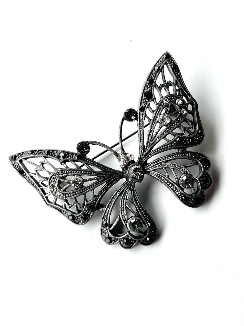 Vintage Gunmetal Butterfly Brooch